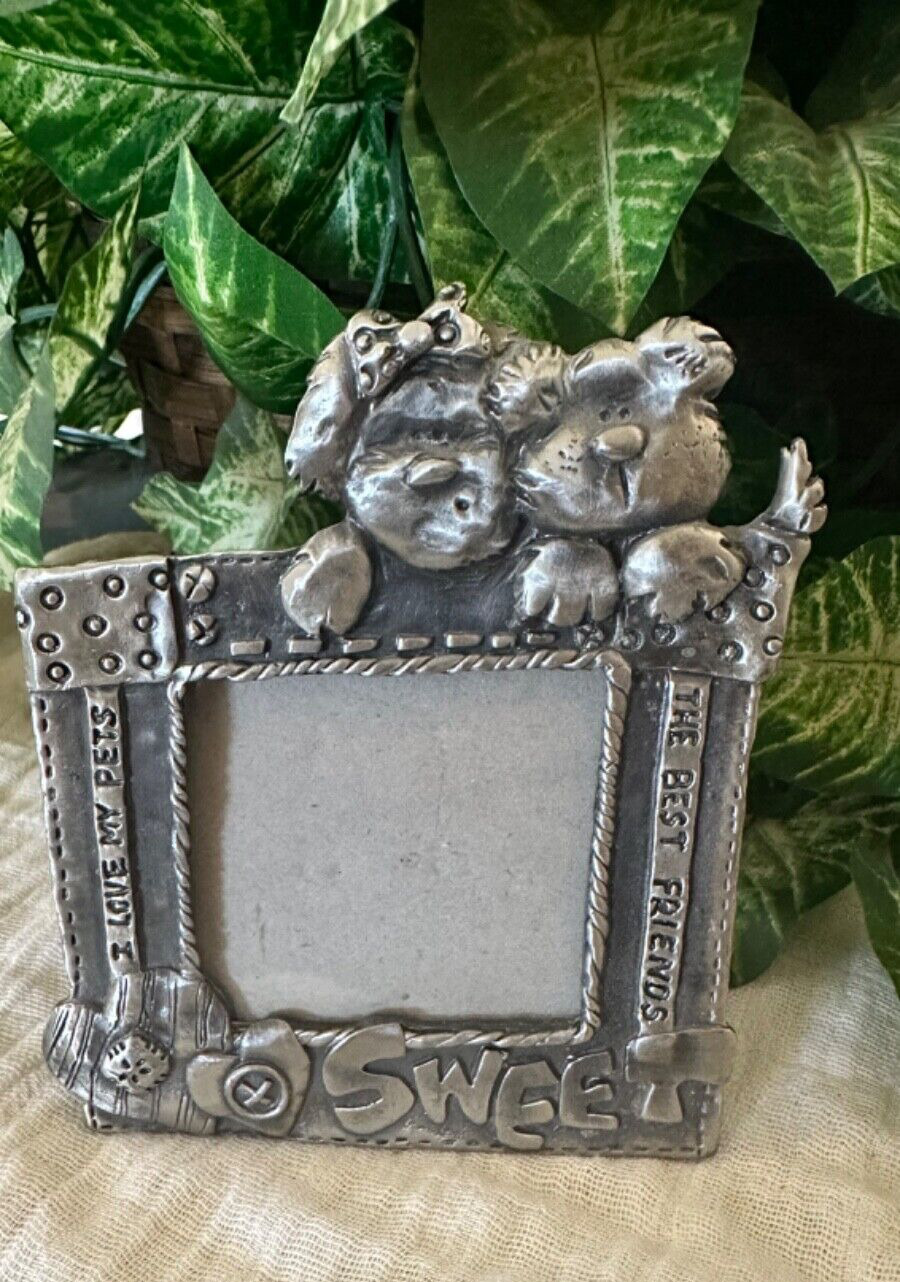 3D Pewter Photo frame I love my Dog The Best Friends 2.5 In Embossed square