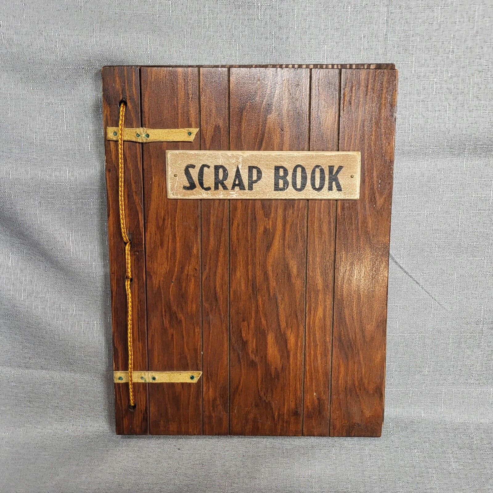 Scrapbook Wooden ANTIQUE VINTAGE WITH LEATHER AND TWINE STRAPS 1940s 9in X 12in