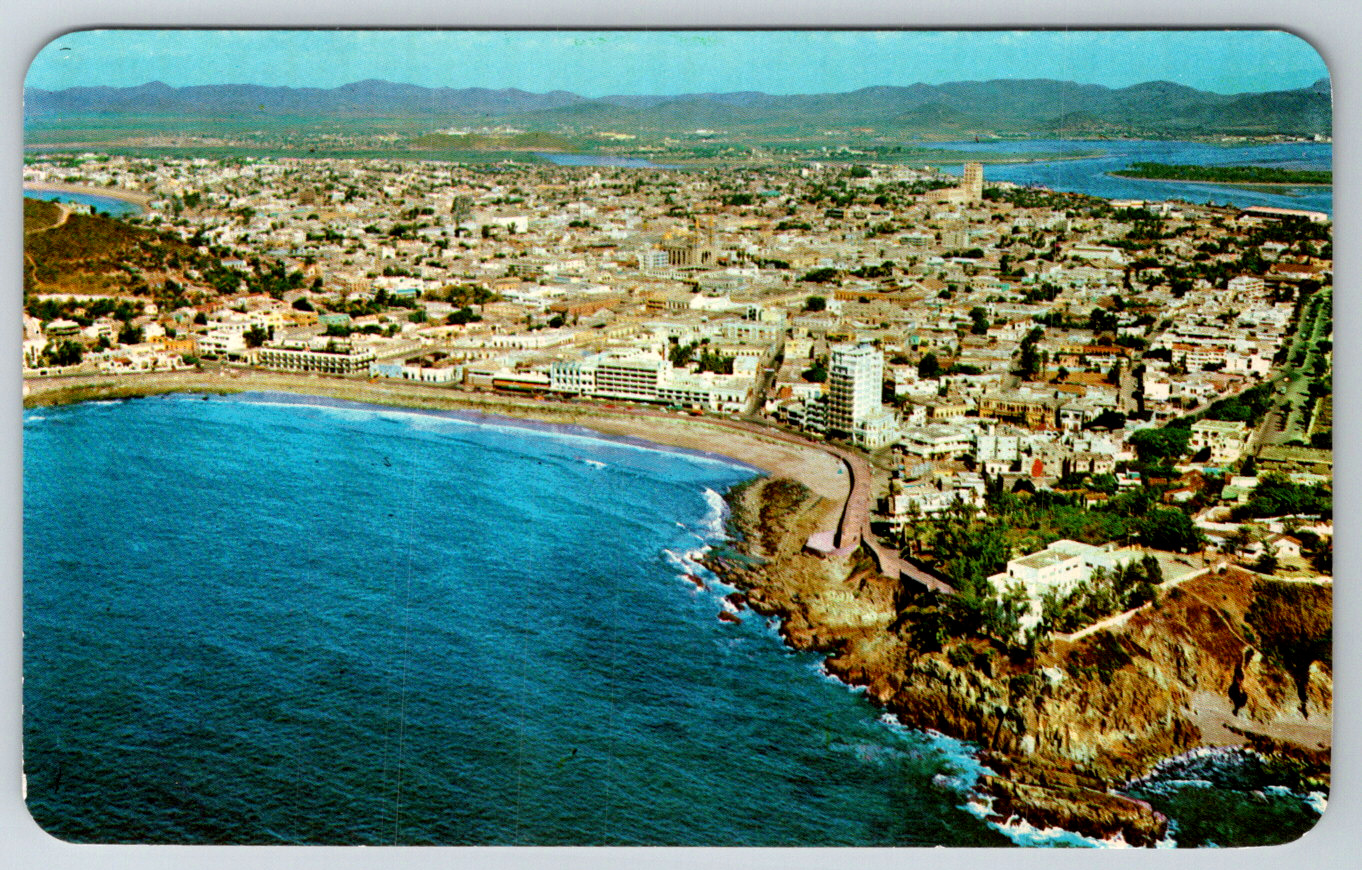 c1960s Aerial View Olas Altas Beach Mazatlan Mexico Vintage Postcard
