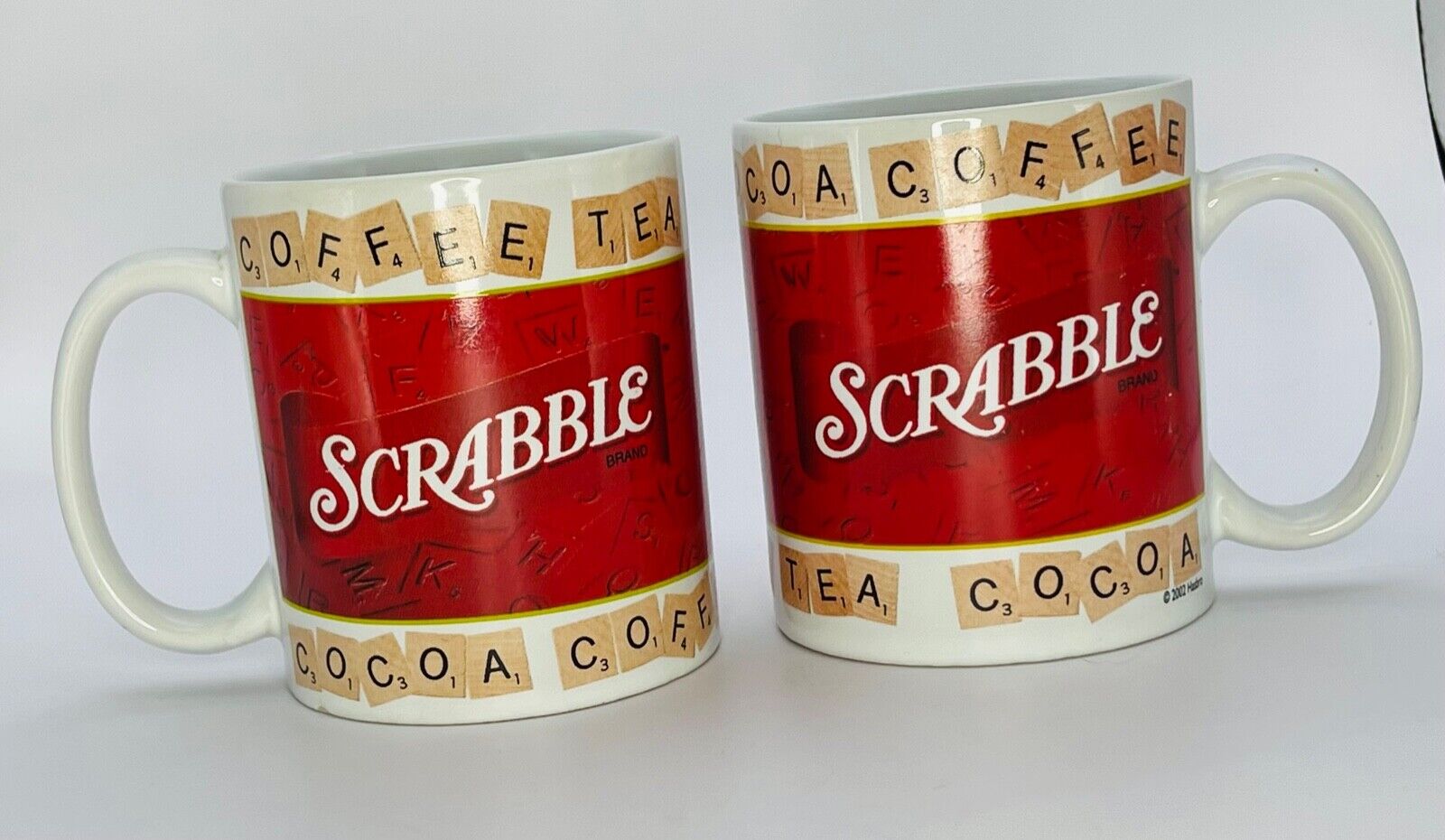 Pair of Scrabble Coffee Cups / Mugs  Letters Tea Cocoa Coffee 
