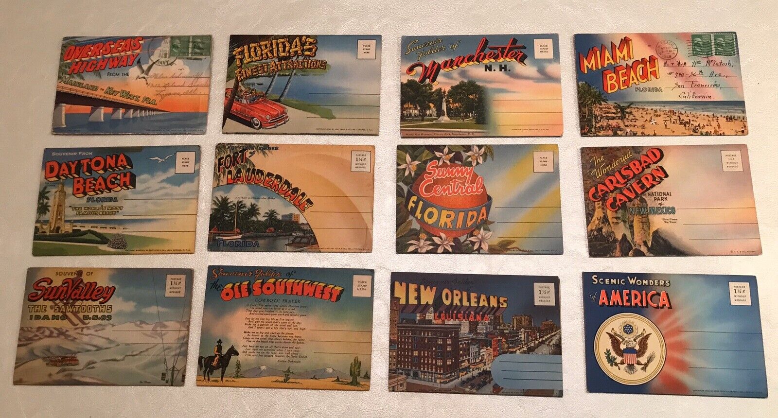 Vintage Postcards Huge Lot 126 Cards Folder Type Card