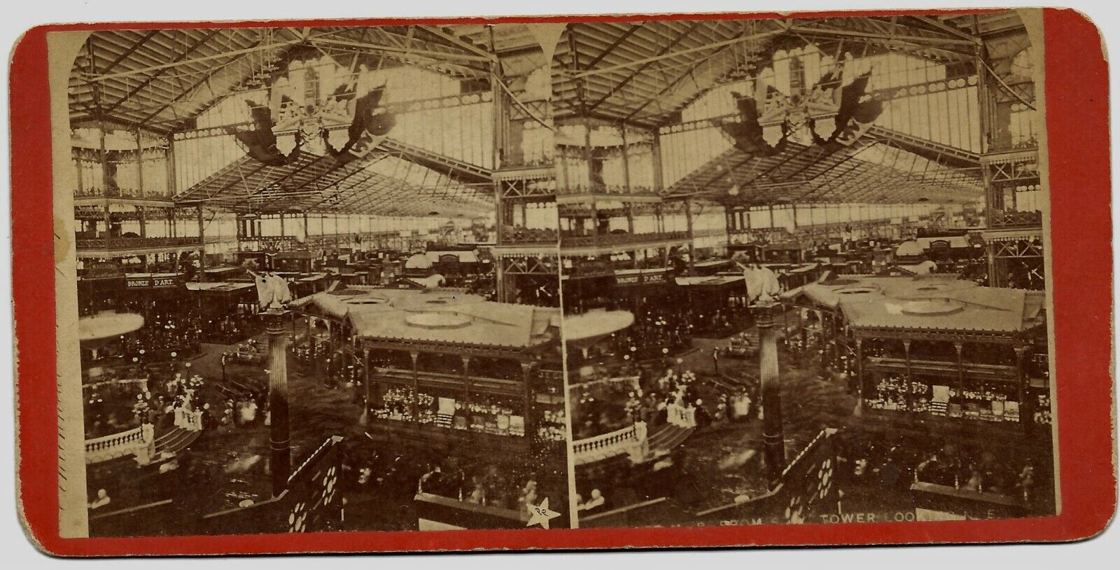 1876 Philadelphia Centennial Exhibition Interior View from Tower Stereoview
