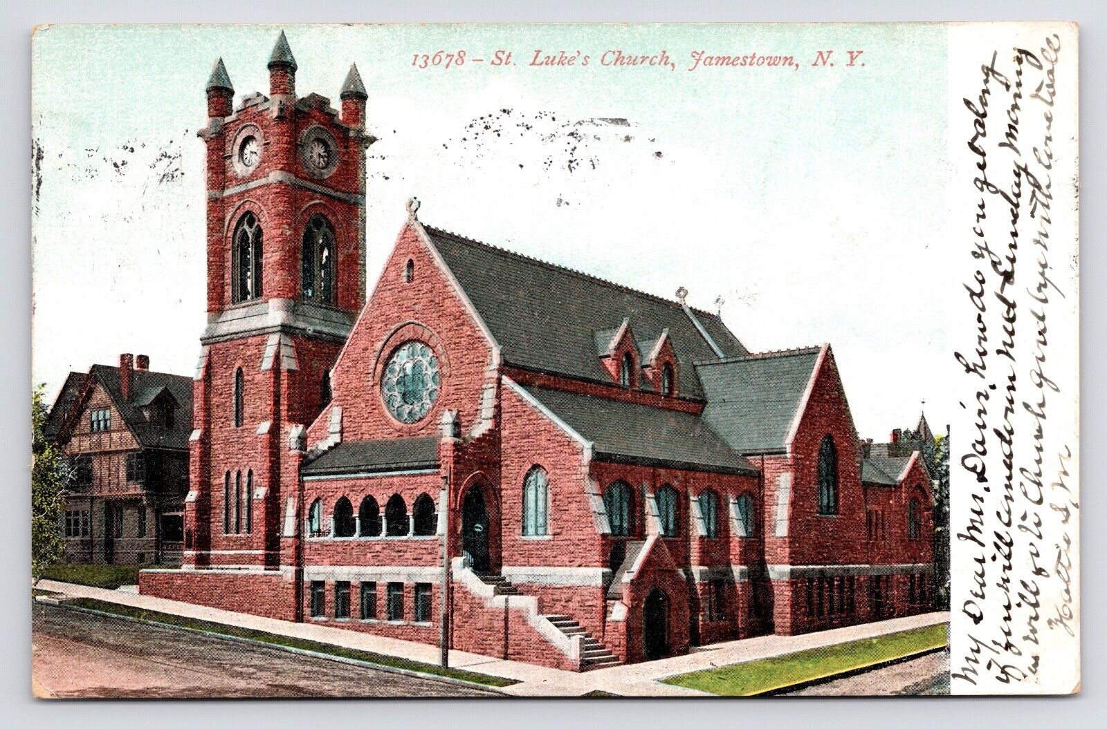 c1900s~Jamestown NY~St. Luke’s Church~Gothic Roman Revival~Antique Postcard