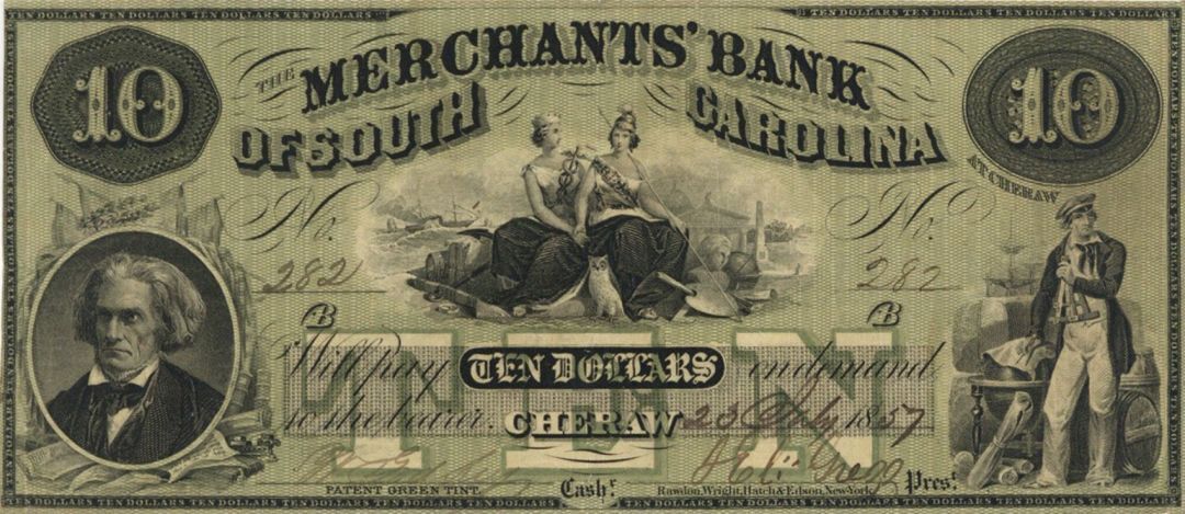 Merchants' Bank of South Carolina $10 - Obsolete Notes - Paper Money - US - Obso