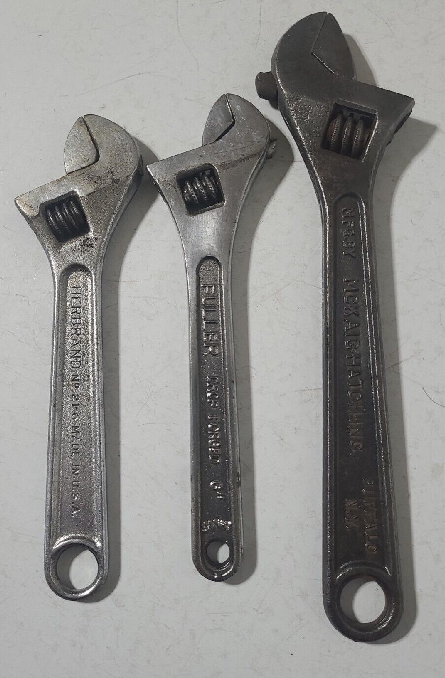 Lot of 3 Vintage Adjustable Wrenches  Mckaig-Hatch, Herbrand, Fuller 6\