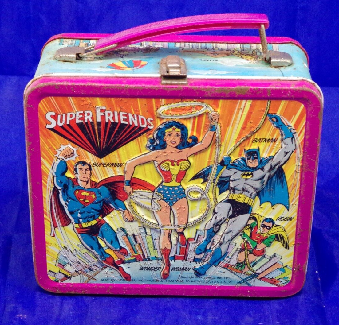 1976 Super Friends Lunchbox With Thermos See Condition