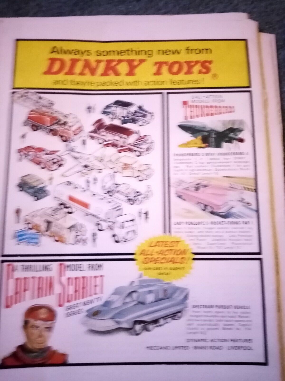 Sa39 Ephemera 1968 advert dinky toys captain scarlet thunderbirds 
