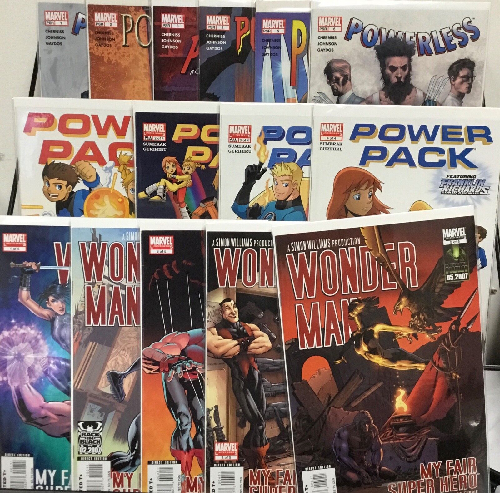 Marvel Comics Powerless 1-6, Power Pack 1-4, Wonder Man 1-5