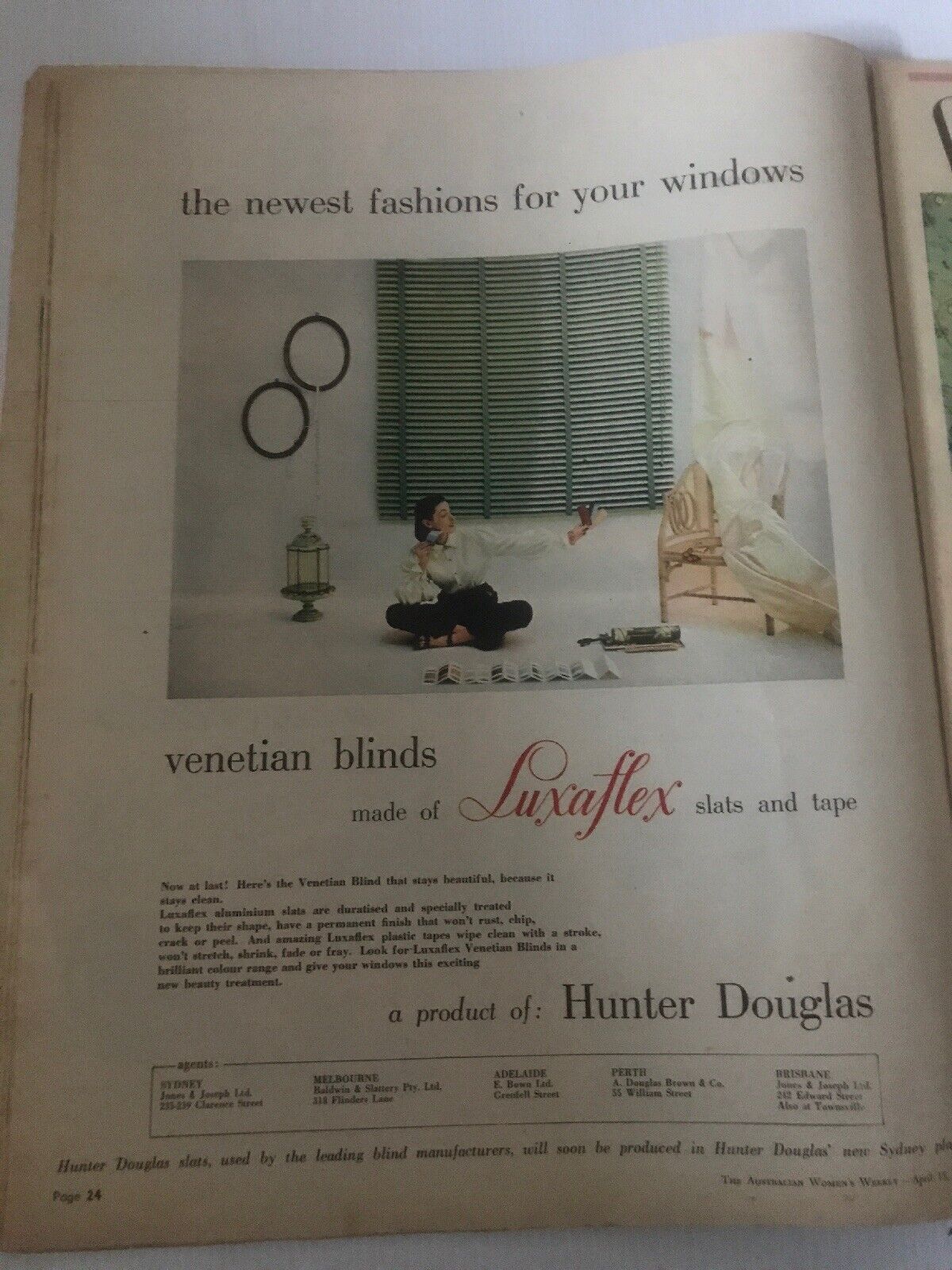 LUXAFLEX VENETIAN BLINDS CLASSIC MID CENTURY 1953 Vintage Print Advert