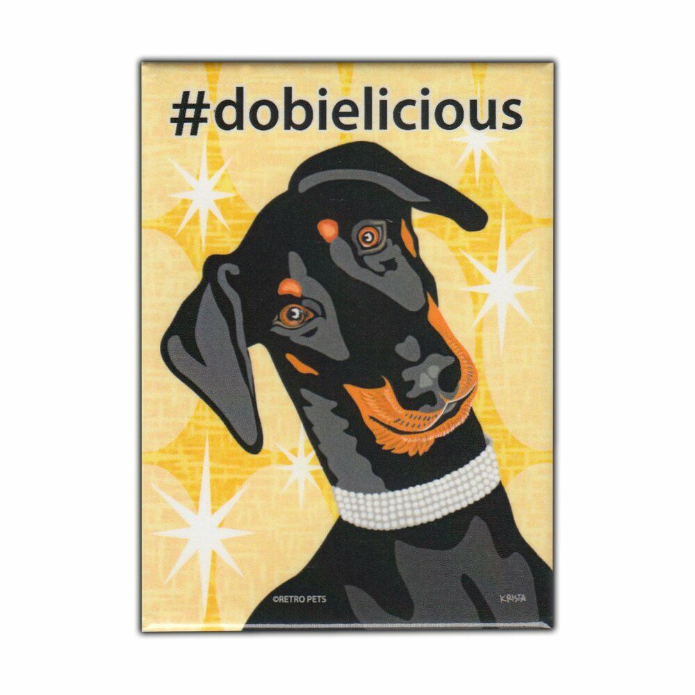 Retro Pets Magnet, Hashtag Dog Series, Doberman Pinscher (Dobbie), 2.5\