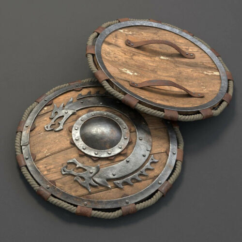New 24 Inch Medieval Warrior Wooden Viking Shield Round Shield