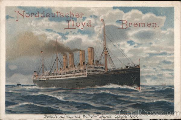 Steamer Norddeutscher Lloyd,Bremen Postcard Vintage Post Card