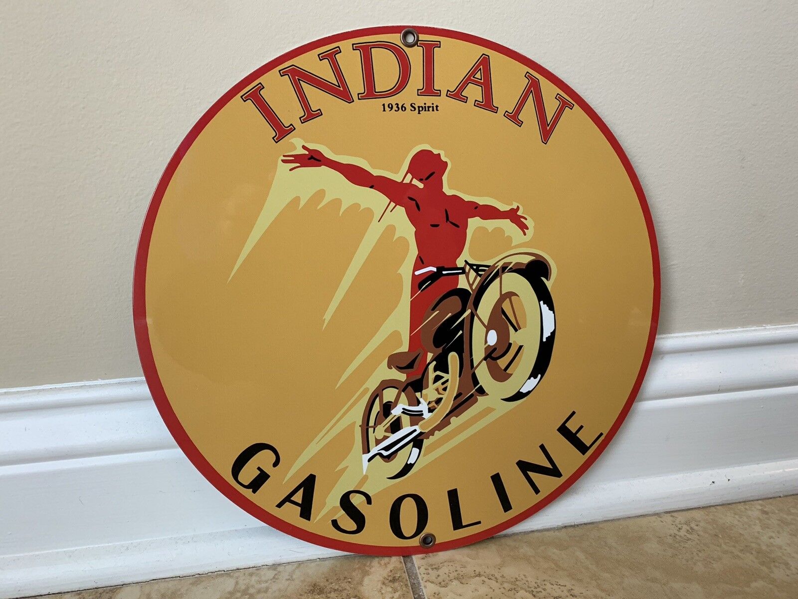 Indian Gasoline advertising sign oil gas Round Metal