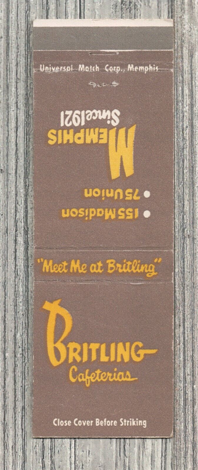 Matchbook Covers-Britling Cafeterias Memphis Tennessee-7045