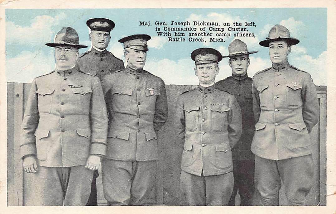 Camp Fort Custer Battle Creek MI Military Army Training Base WWI Vtg Postcard