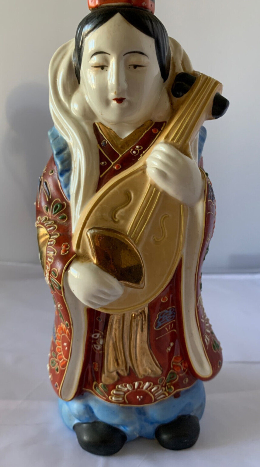 Vintage Japanese Kamotsuru Brand Sake Decanter Goddess Hand Painted Retired