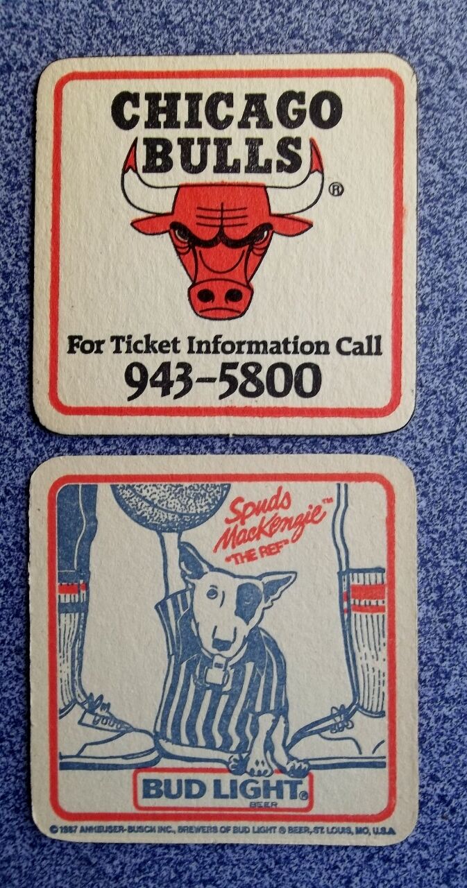 1987 Bud Light - Spuds MacKenzie-Chicago Bulls coaster