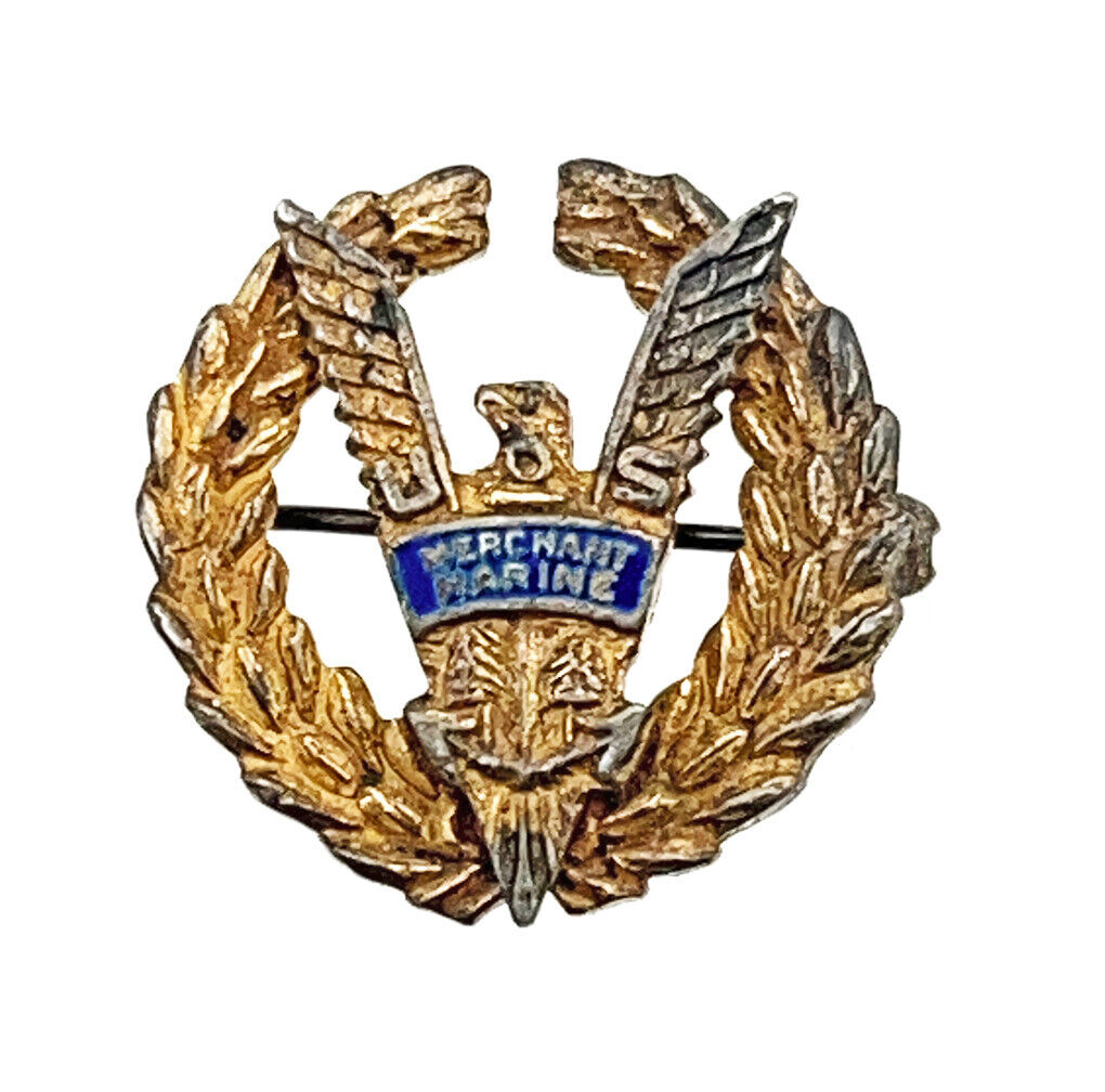 WWII 1942 US Merchant Marine Maritime Eagle Service Award Officer Gold Wash WW2