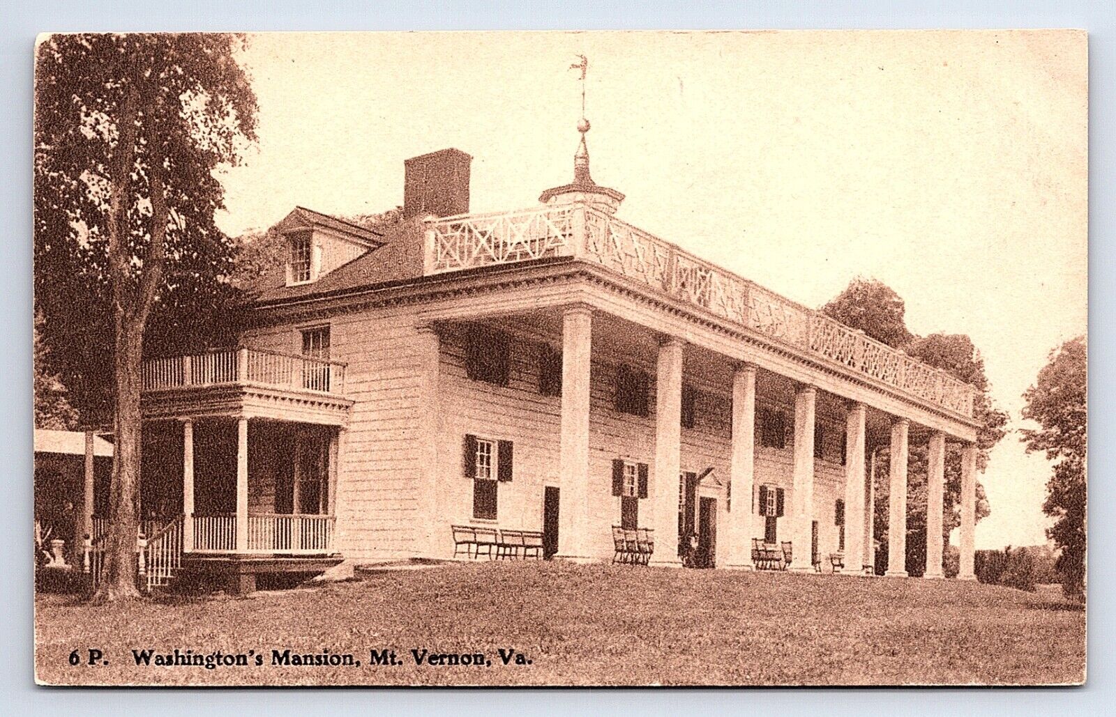 Postcard Washington's Mansion Mount Vernon Virginia VA