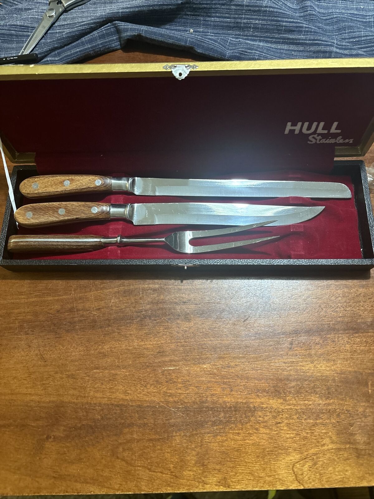 Vintage Hull Stainless 3 Piece Carving Set in Original Box