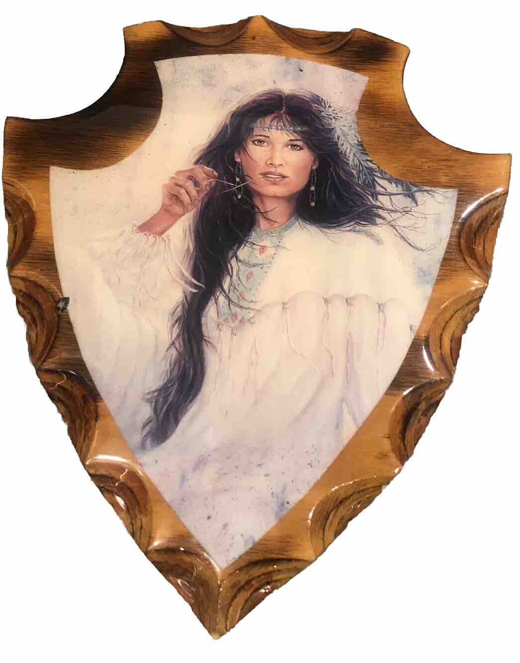 Vtg Native American Wall Plaque Decorative Hanging Lacquered Wood Arrow Head