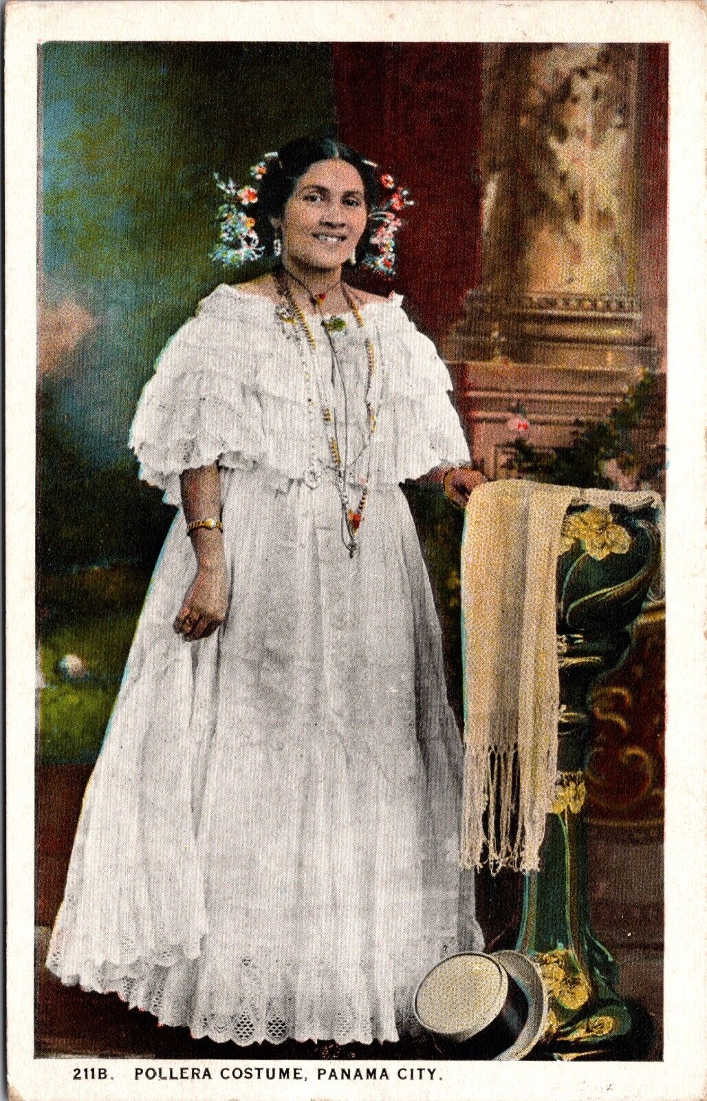 Postcard Typical Panamanian Girl Wearing a Pollera Costume, Panama