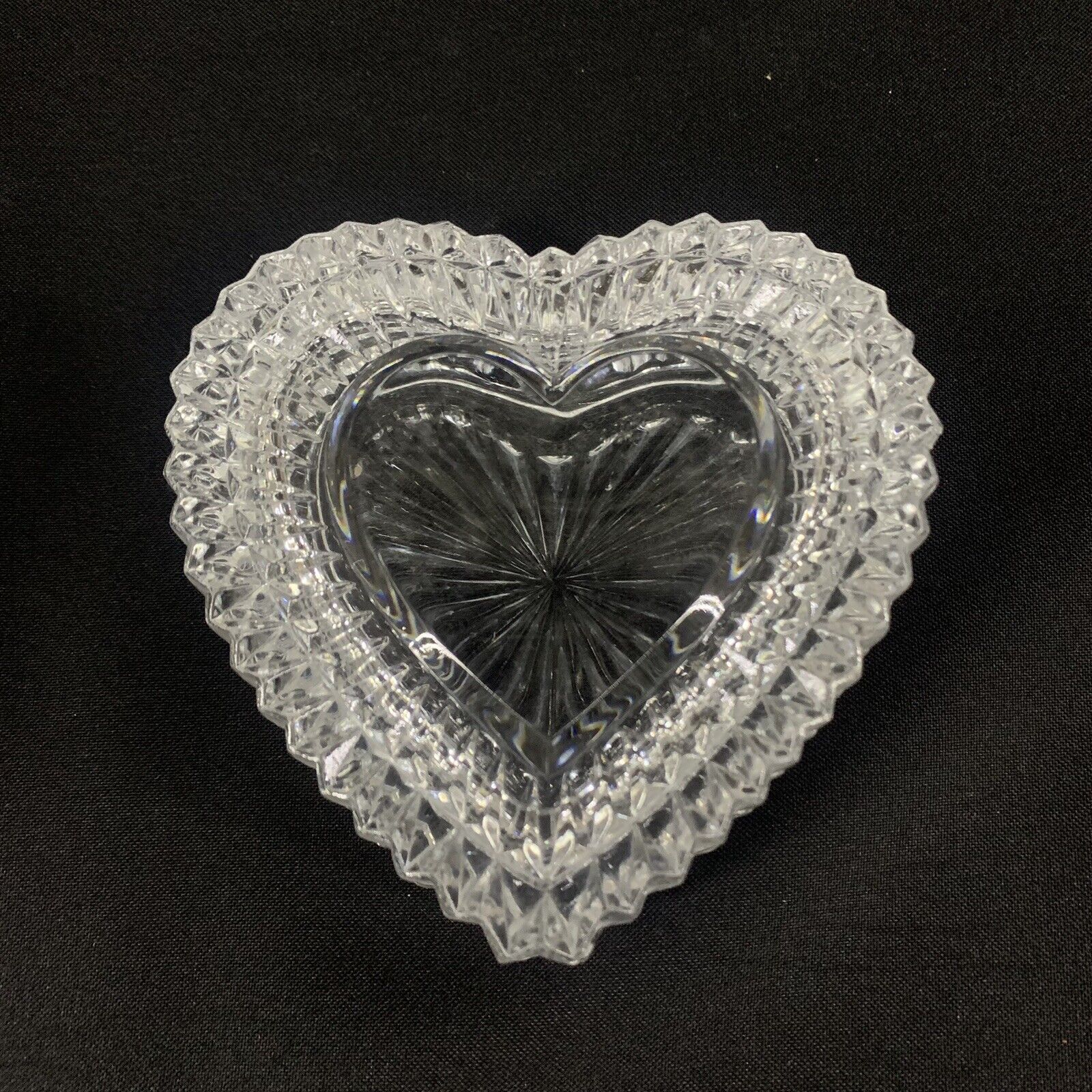 Vintage Heart Shaped Crystal Jewelry/Trinket Dish