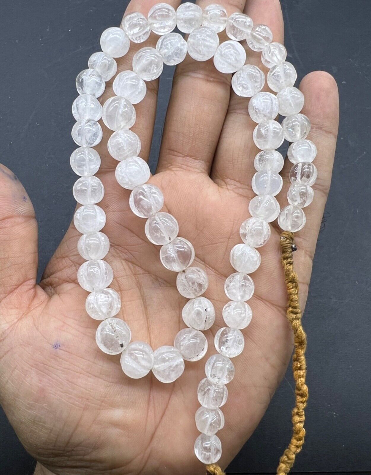 Natural Rock Crystal Old Neck less Beads In Shape Of Limited Melon