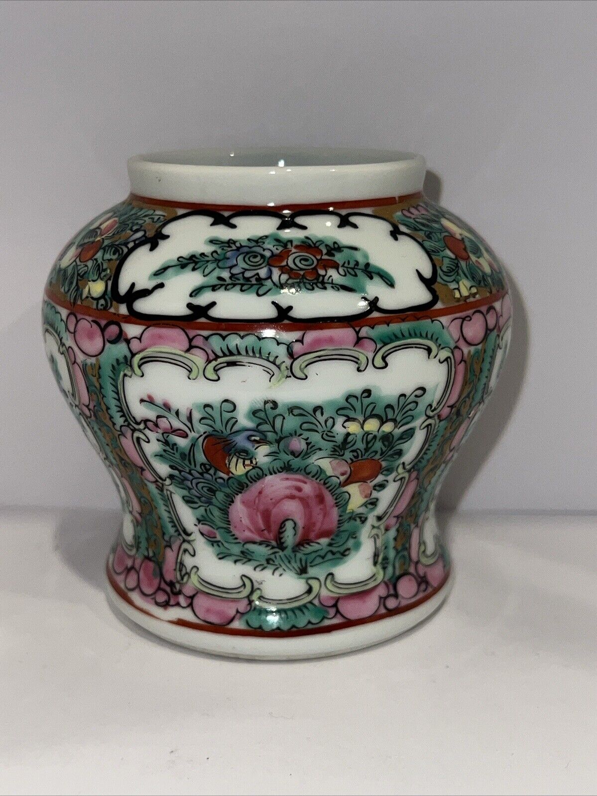 Vintage Japanese Porcelain Vase Painted in Hong Kong 4” Tall
