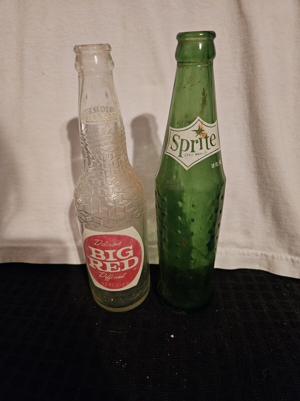 LOT OF 2 Vintage Soda Bottles Vintage Sprite Glass Bottle Vintage Big Red Bottle