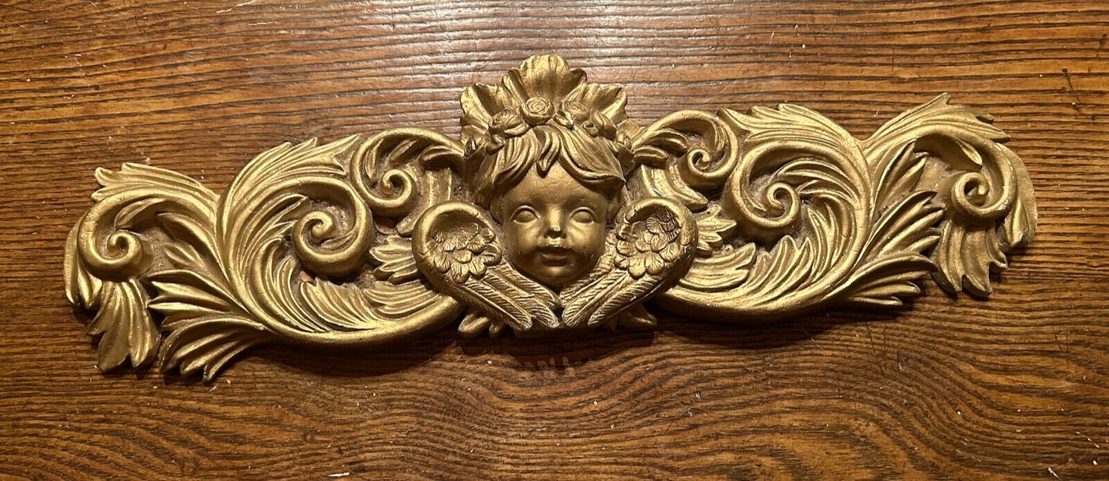 Gorgeous Ornate Cherub Angel Wing Resin Baroque Hanging Wall Plaque 18\