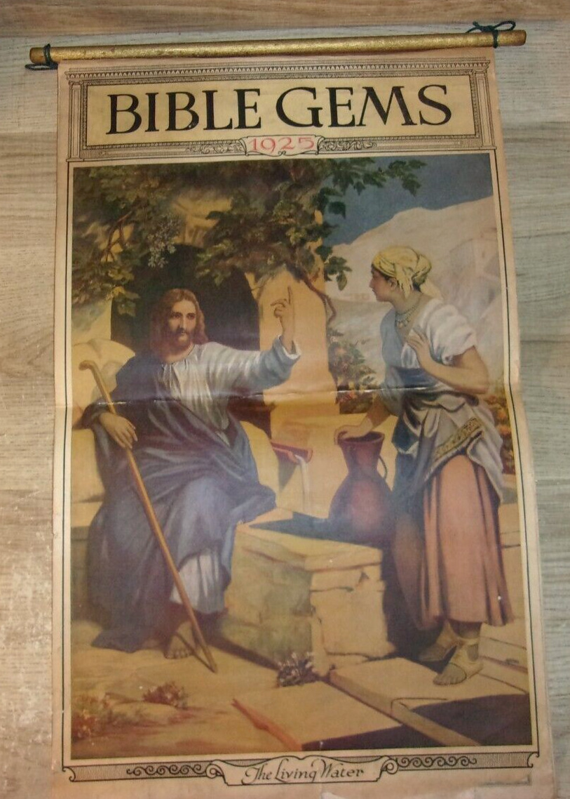 Antique 1925 Bible Gems Illustrated Calendar Complete w/All Pages