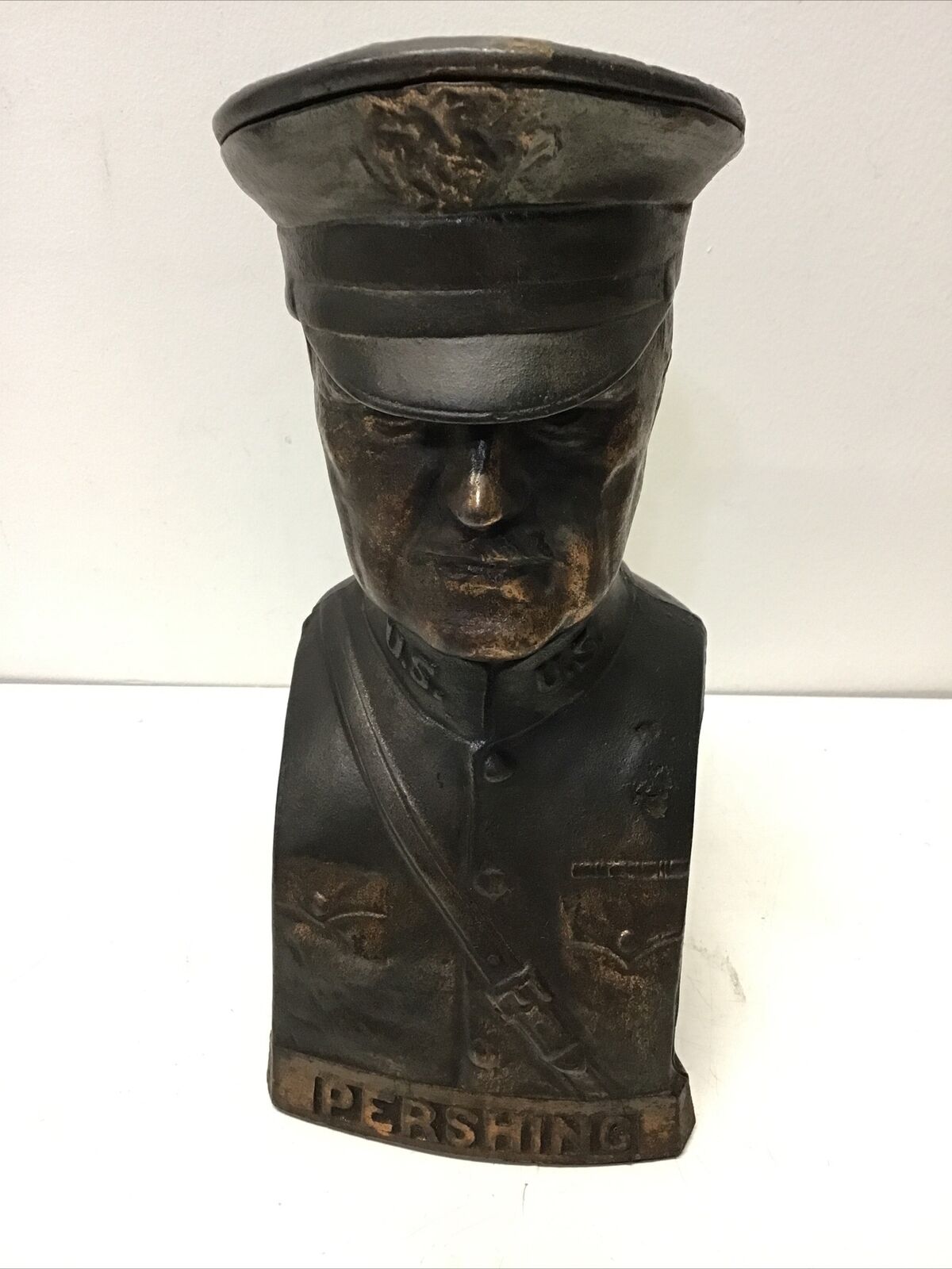 Antique Patent July 30, 1918  WWI General Pershing Still Coin Bank 8” Tall