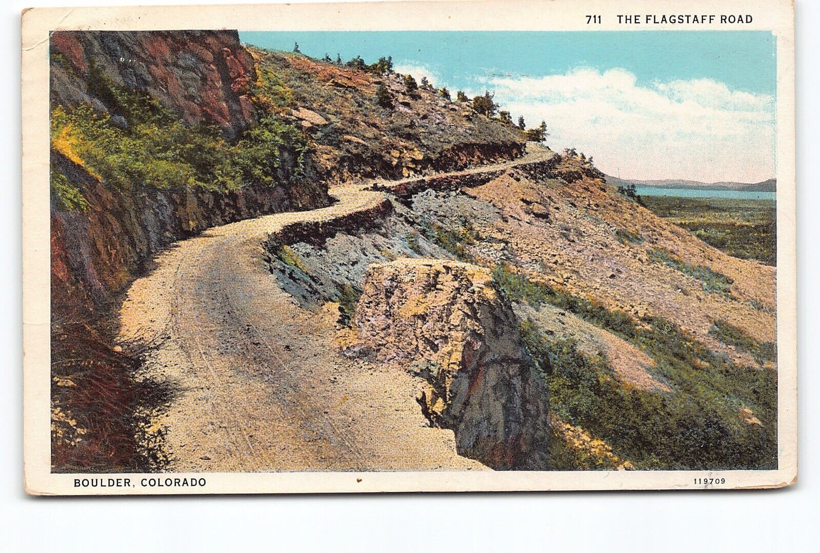 Flagstaff Road Boulder Colorado CO WB Postcard Vtg Posted 1937