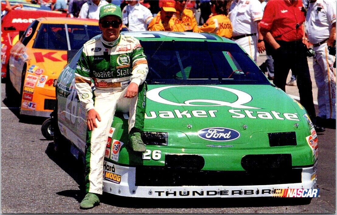 1993 NASCAR Driver BRETT BODINE #26, Quaker State, AUTO RACING Chrome Postcard