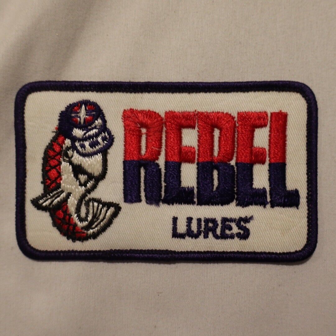 Vintage Rebel Fishing Lures Patch 4” x 2.5” New Old Stock Unused