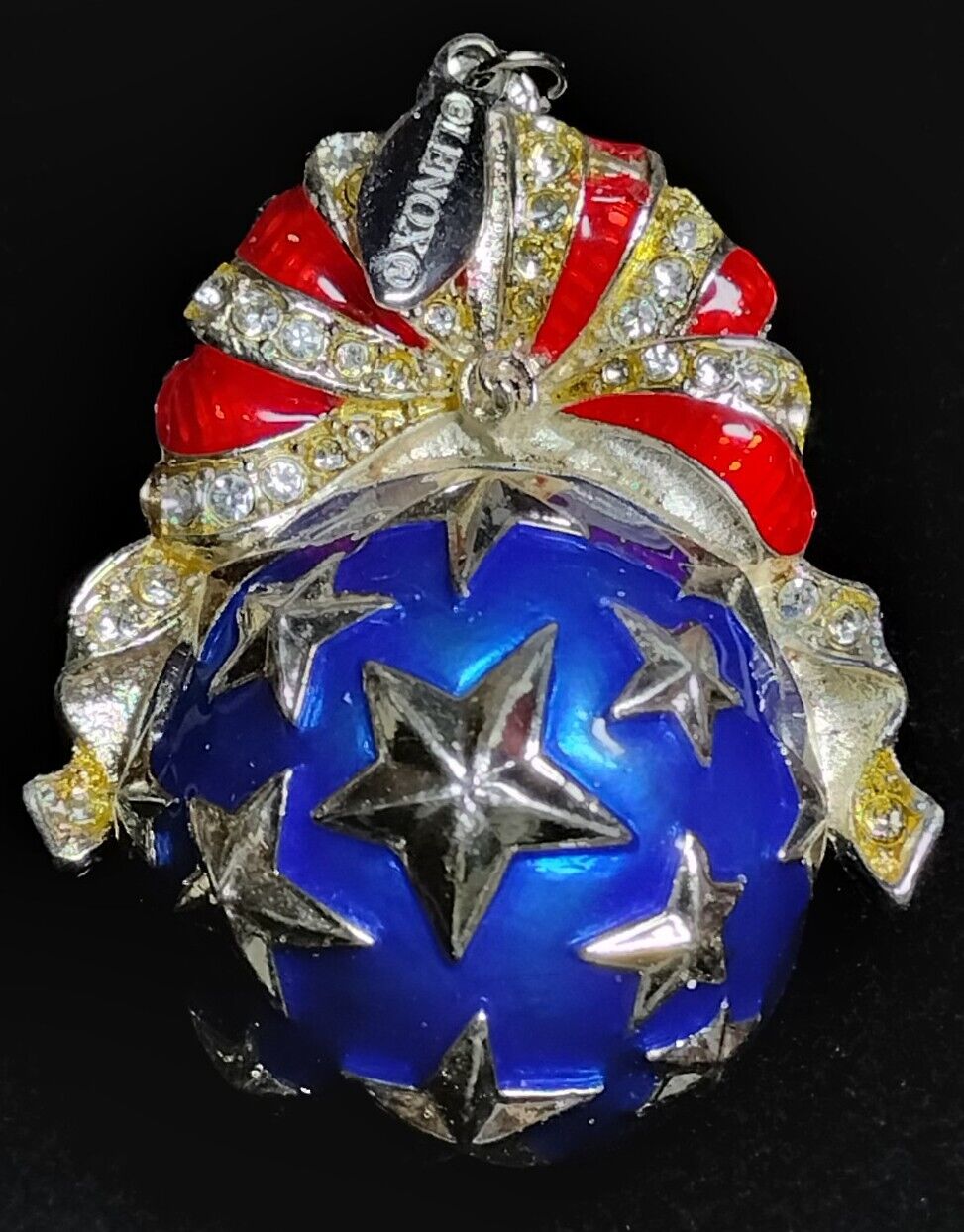 LENOX STAR SPANGLED Patriotic SilverPlated Enameled BALL Ornament 2005