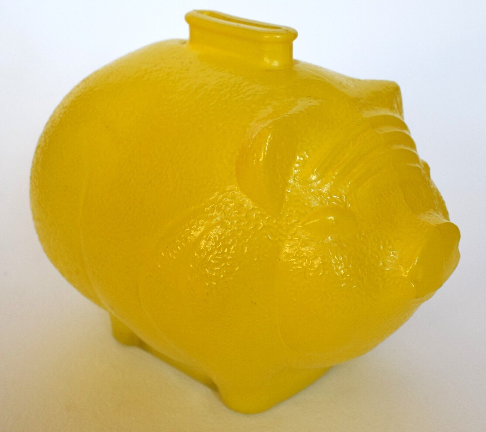 VINTAGE Anchor Hocking (large) glass pig bank (YELLOW) - Mint condition