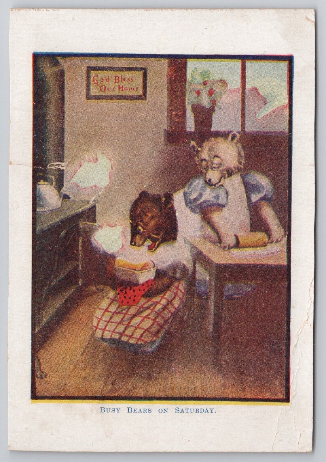 1898 Postcard Busy Bears On Saturday Private Mailing Card Art Print