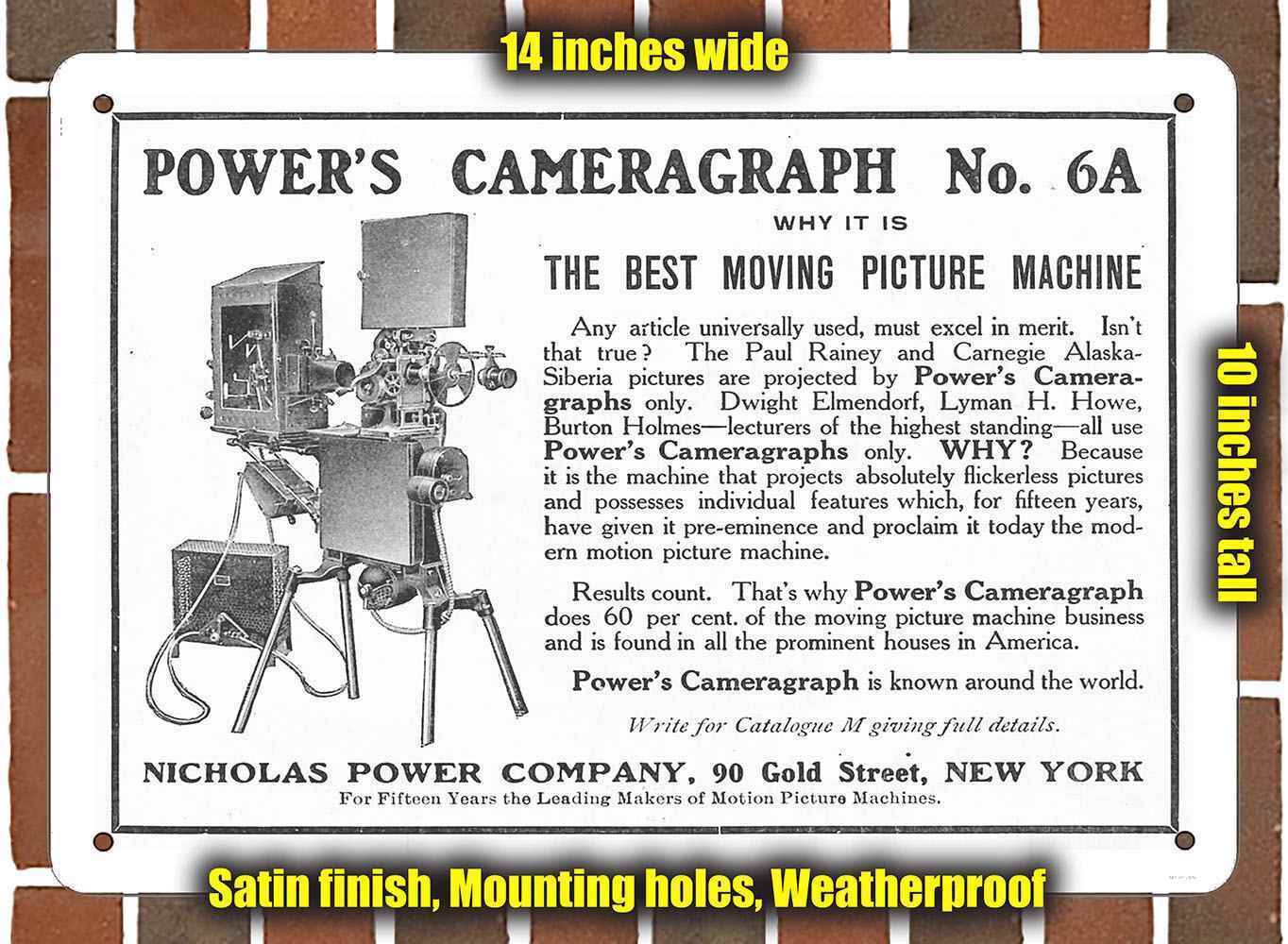 Metal Sign - 1912 Power\'s Cameragraph- 10x14 inches