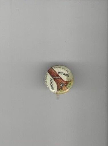Early 1900s pin PACIFIC MUTUAL Insurance pinback Huge TREE HORSE Drawn CARRIAGE