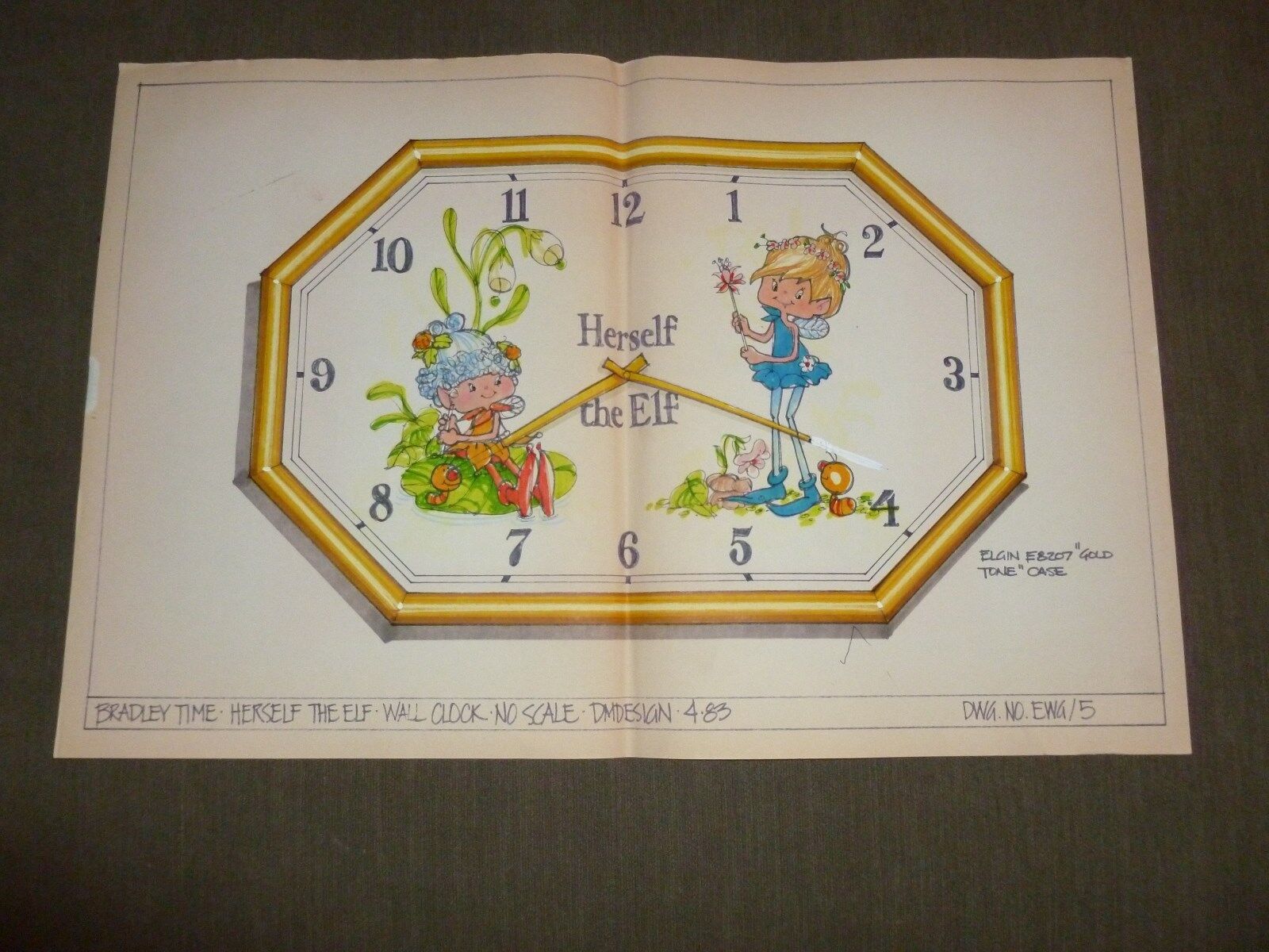 Herself the Elf --Original Art Work-Bradley Time Wall Clock Concept Design 1983