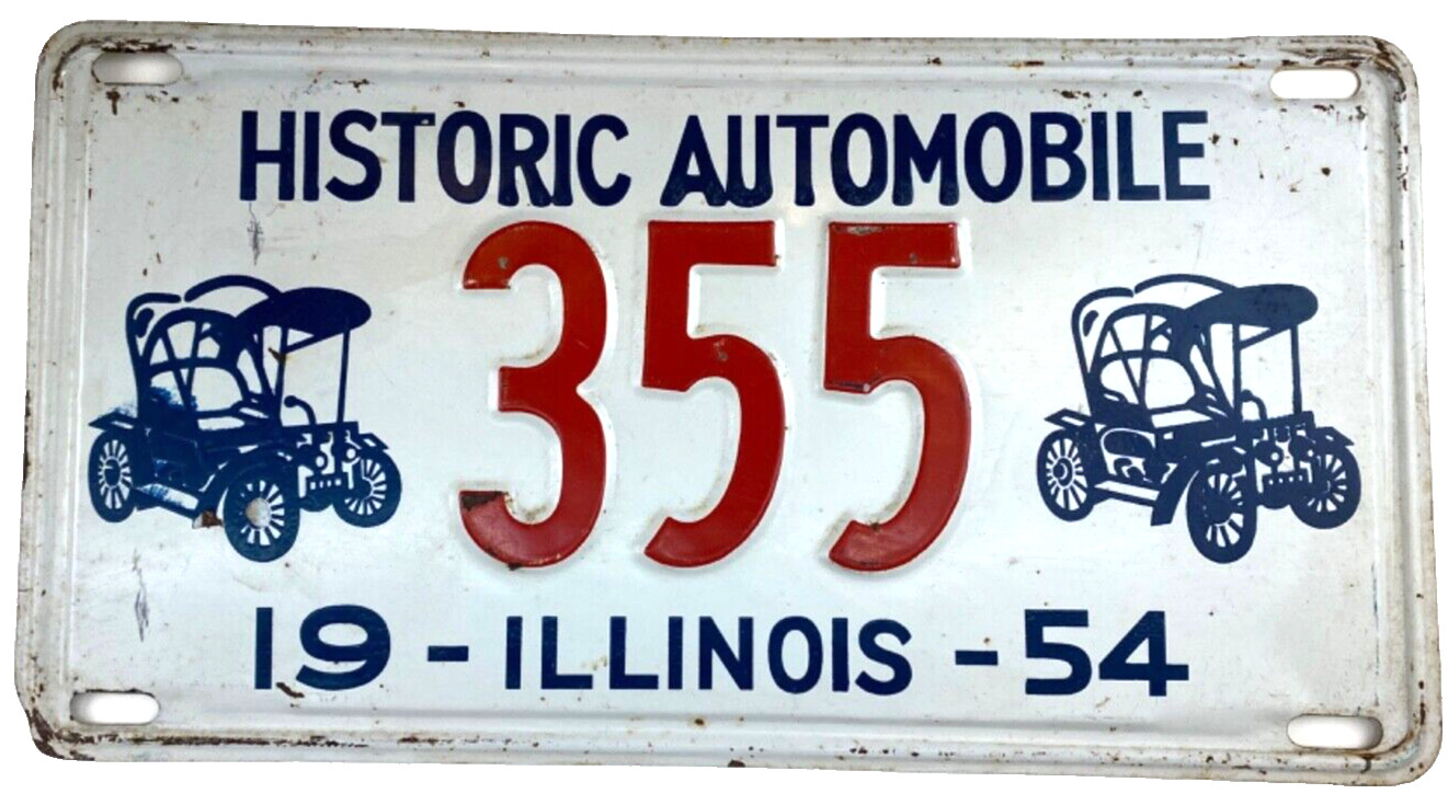 Vintage Illinois 1954 Historical Automobile License Plate Man Cave Wall Decor