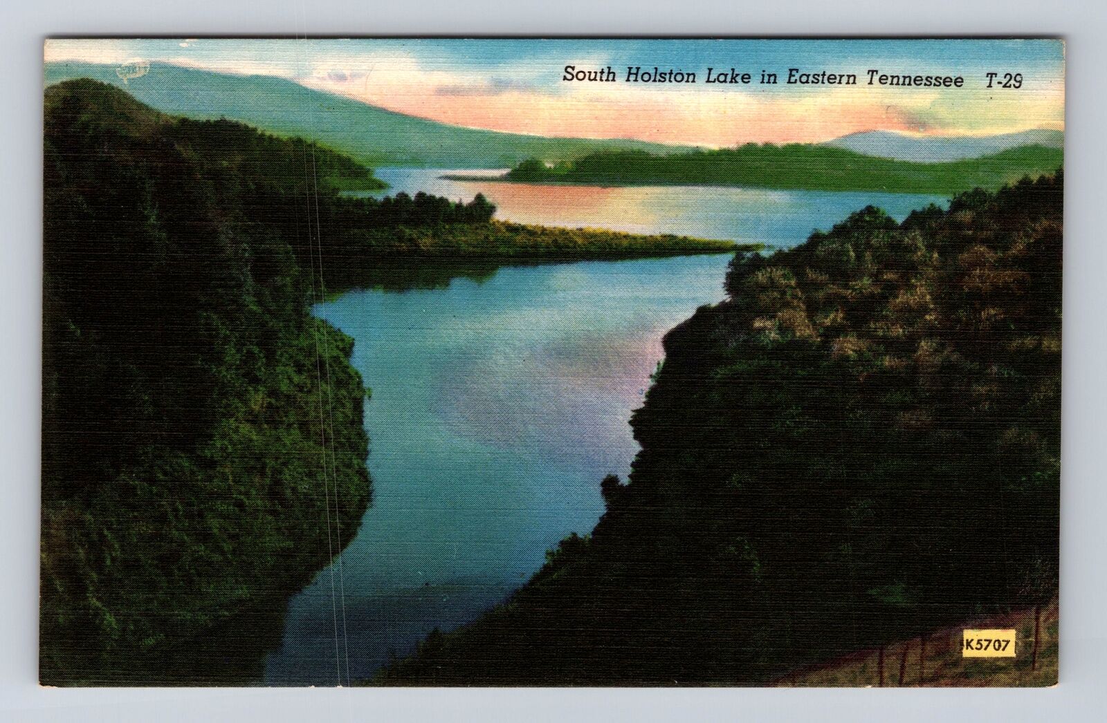 TN- Tennessee, Aerial South Holston Lake, Antique, Vintage Souvenir Postcard