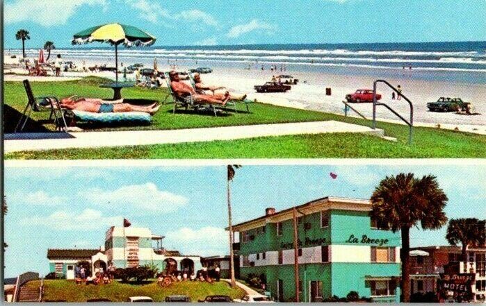 1950'S. LA BREEZE MOTEL. DAYTONA BEACH, FL. BUSINESS CARD 3 1/2 X 2 1/4