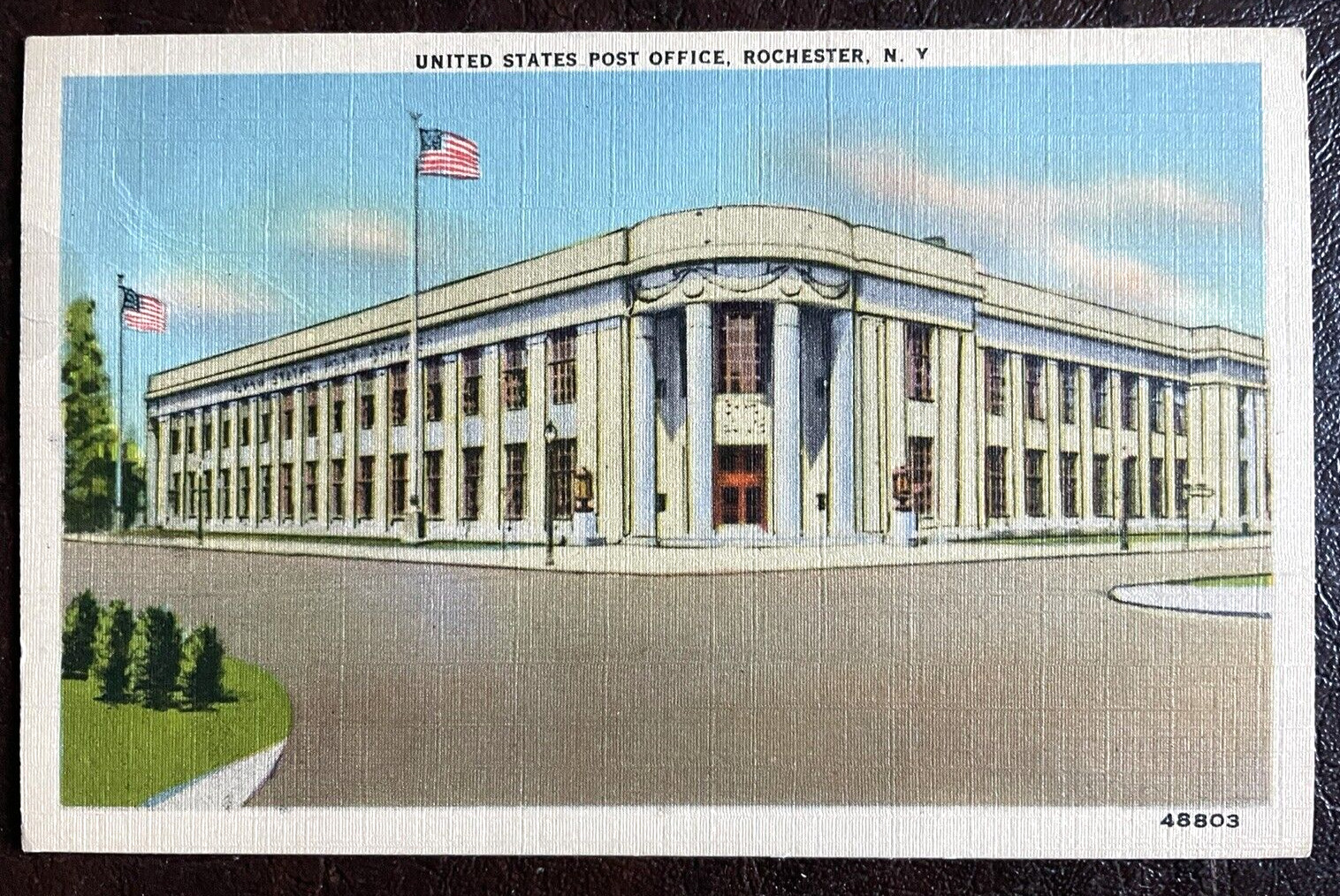 Postcard Post Office Rochester New York Linen Postmarked 1946