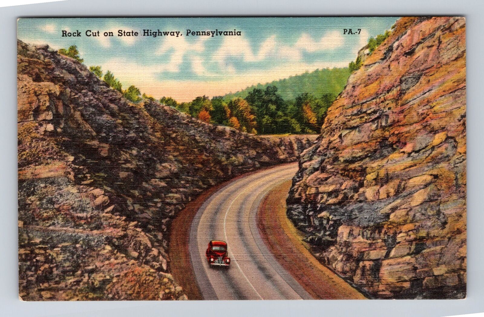 PA- Pennsylvania, Rock Cut On State Highway, Antique, Vintage Souvenir Postcard
