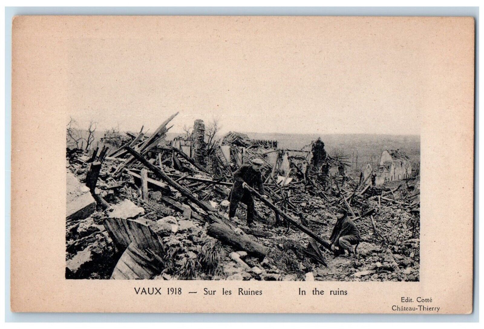 1918 Vaux Sur Les Ruines In The Ruins France Unposted Antique Postcard