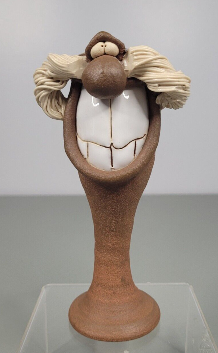 Robert Eakin Stoneware Vintage Shot Goblet Smiling Funny Face 3D Art Unsigned