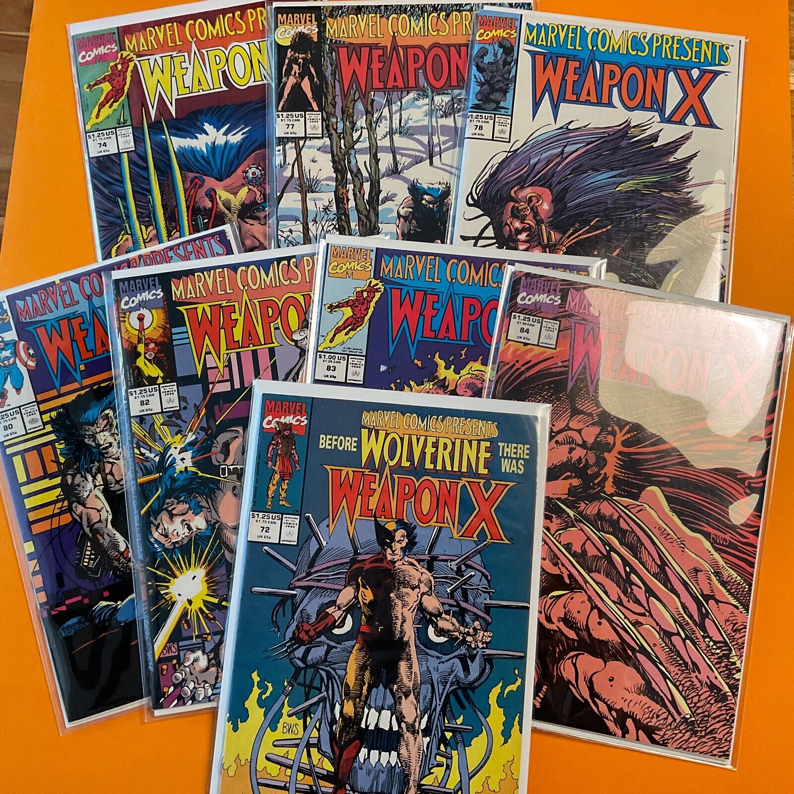 Marvel Comics Presents Weapon X 72, 74, 77, 78, 80, 82, 83, 84 lot Wolverine